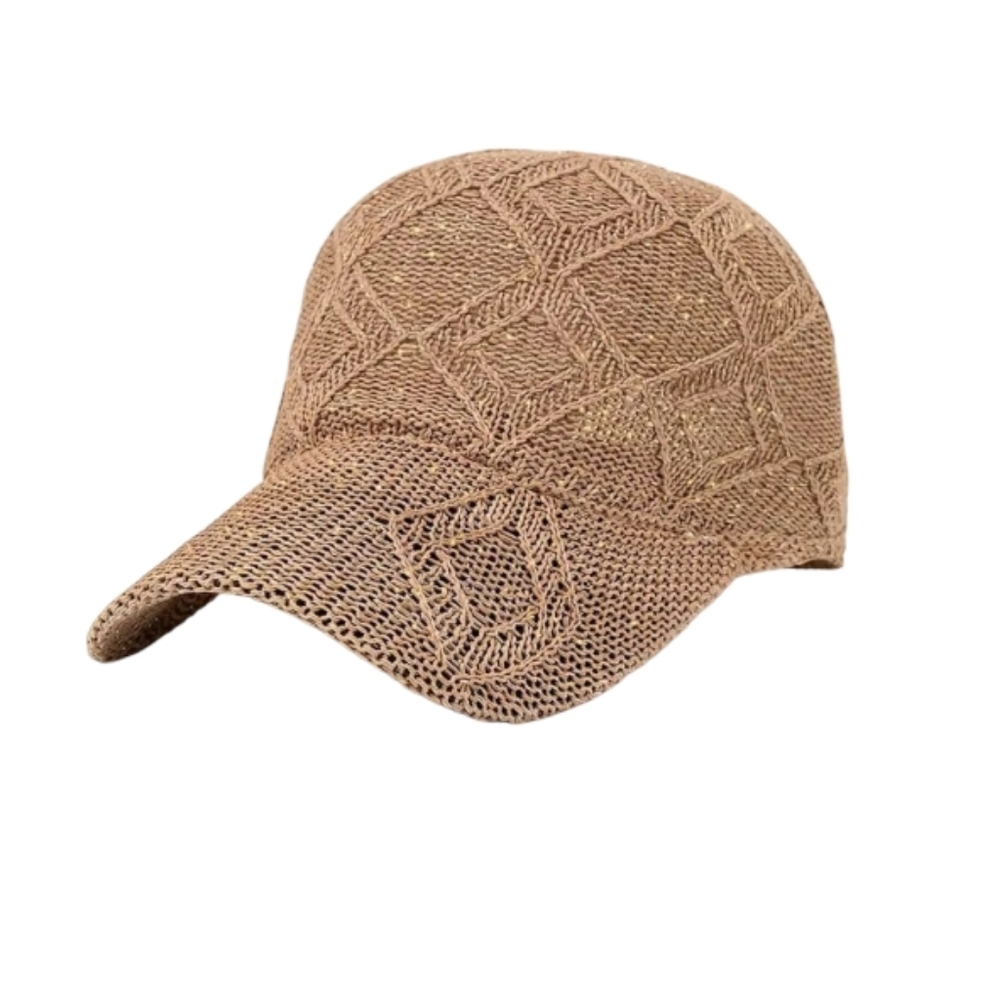 Baseball Cap Tan With Gold Accents - Women's